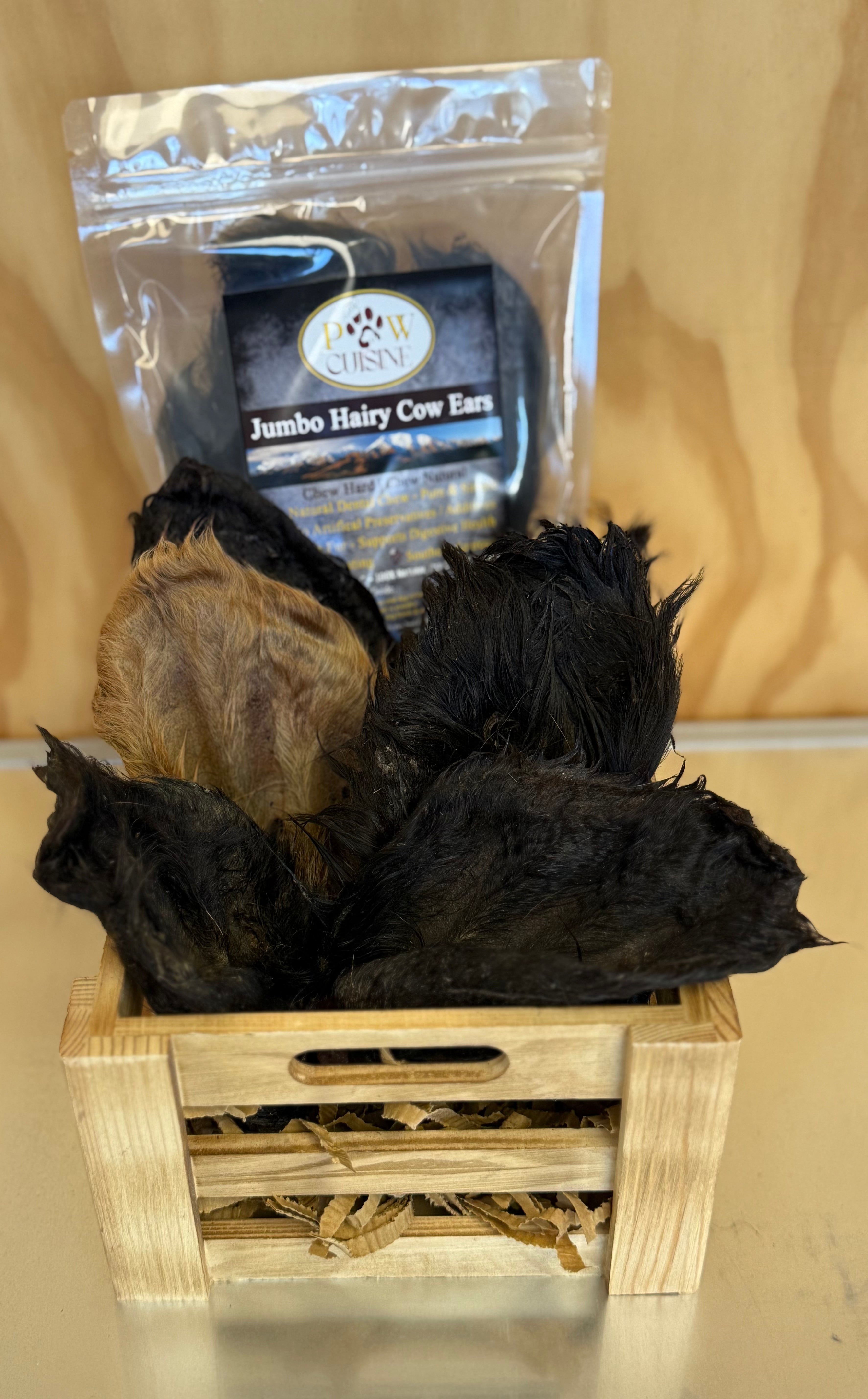 Jumbo Hairy Cow Ears Fur-On